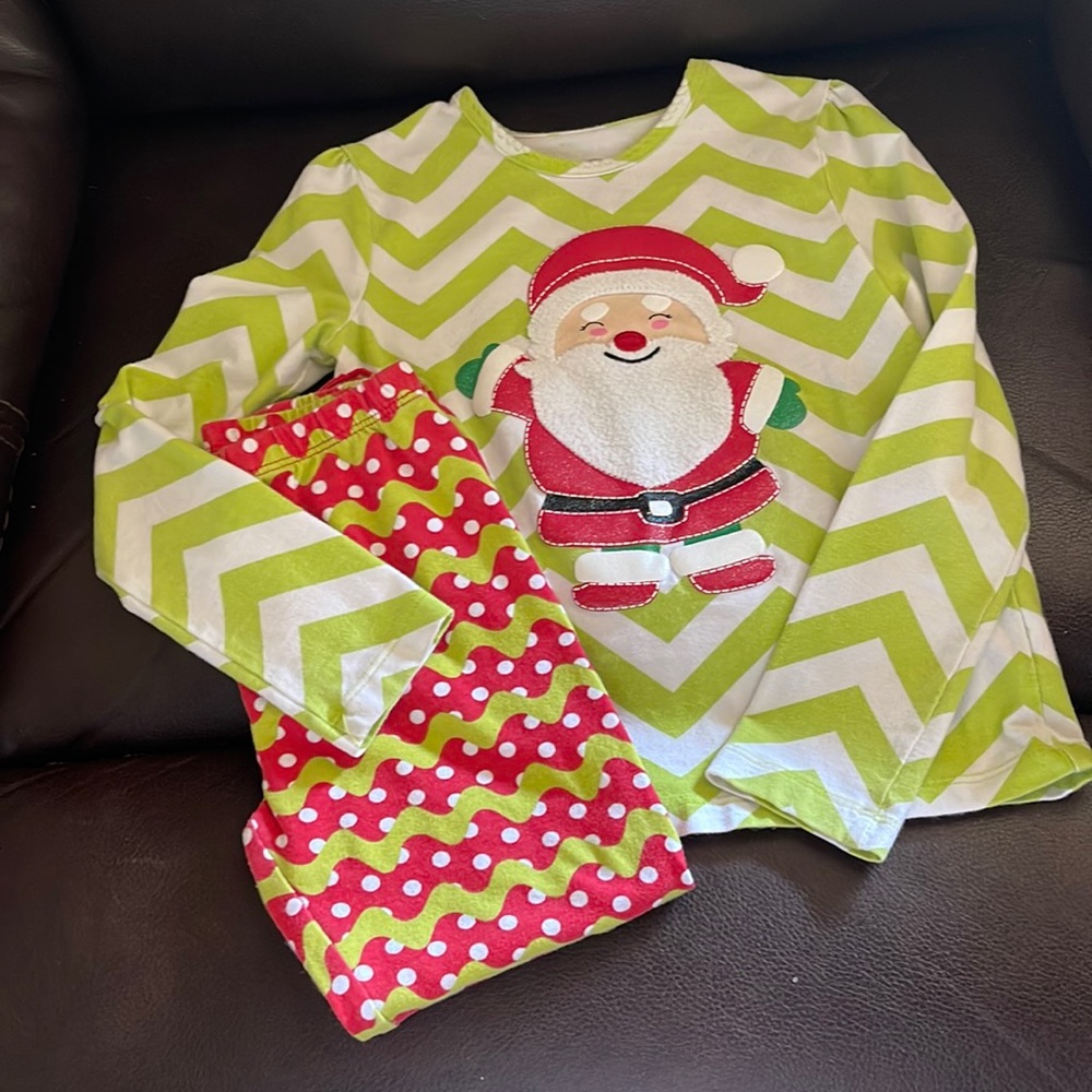Girls holiday Santa outfit with leggings size 5